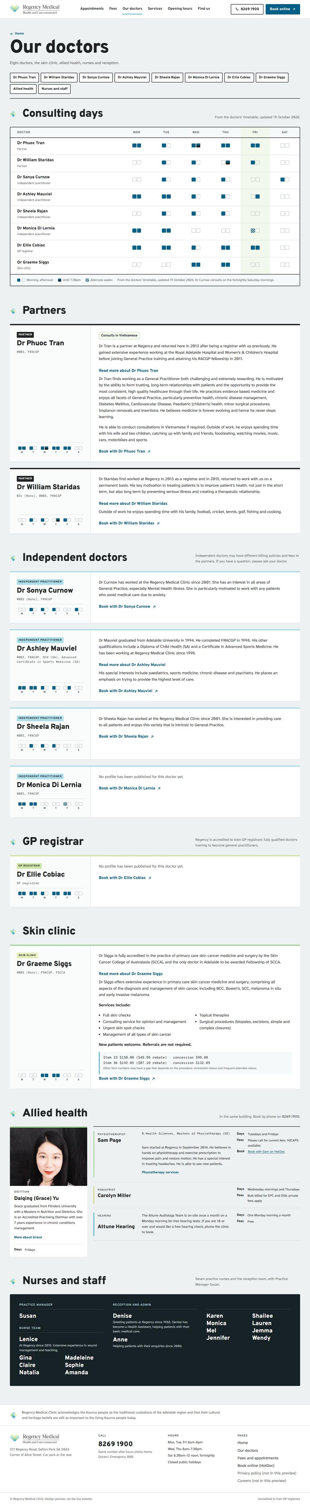 Option B, Our doctors page, full length, laptop